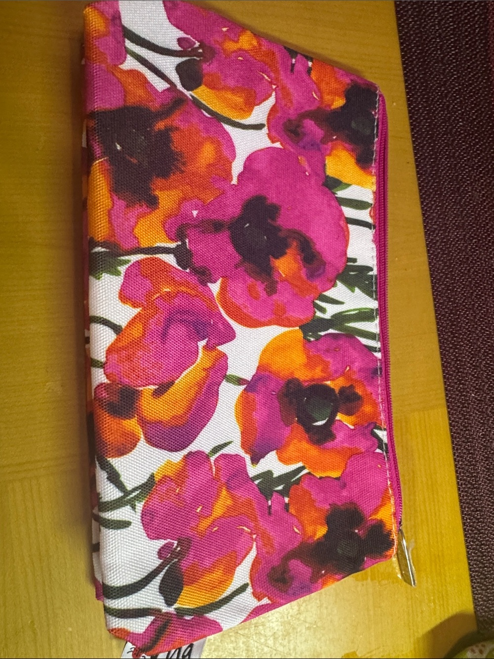 Clinique Floral Cosmetic Bag in Pink and Orange